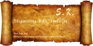 Styaszny Kálmán névjegykártya